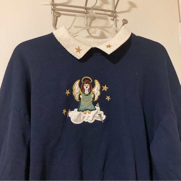 Vintage Top Stitch by Morning Sun Angel Christmas Sweatshirt - Picture 2 of 7